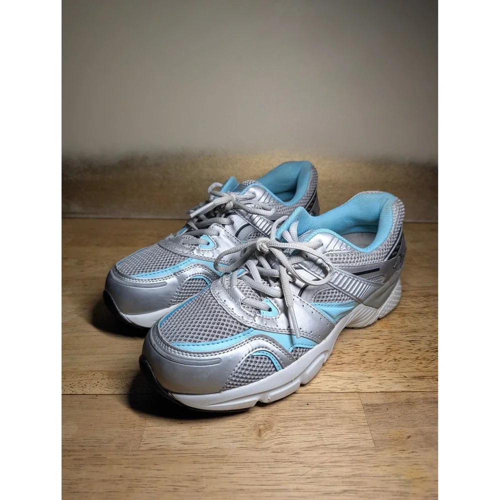 Apex X527 W Silver Light Blue Mesh Slip Resistant Walking Shoes Womens 9.5 MED